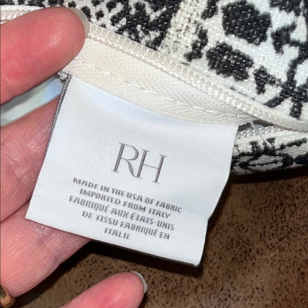 Restoration Hardware Black and White Patterned Down Throw Pillow